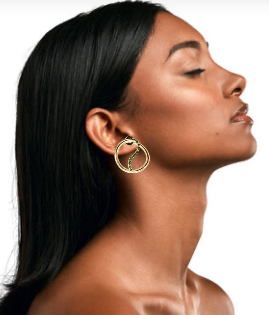 24k Gold Plated Hoops with Natural Emeralds