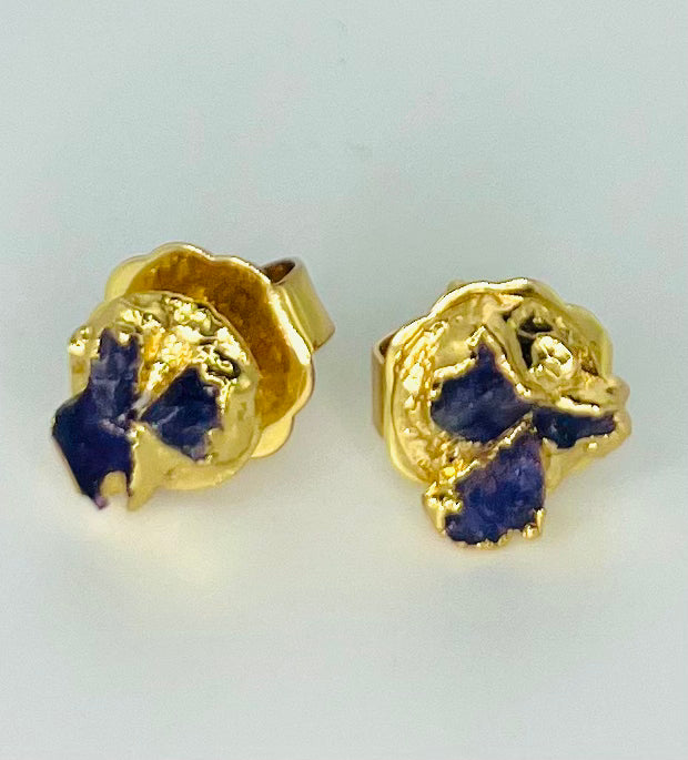 Tres Stones Amethyst Studs