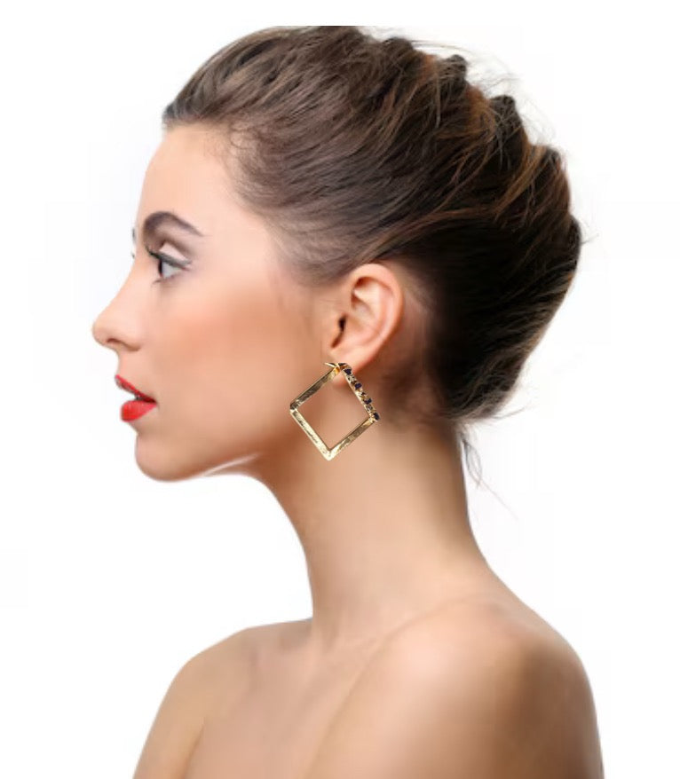 24k Plated Earrings with Natural Rubies