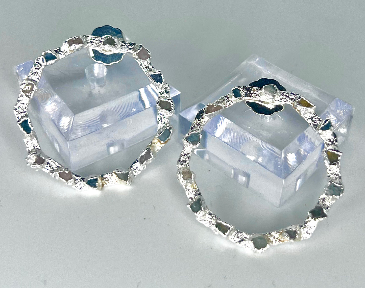 Blue and gray natural morganite earrings