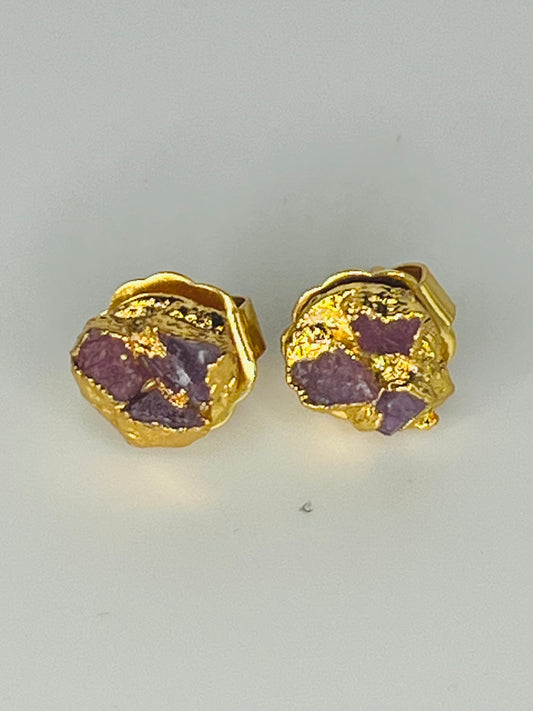 Tres Stones Ruby Studs