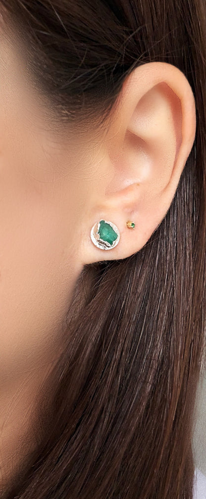 My Studs Emerald Silver