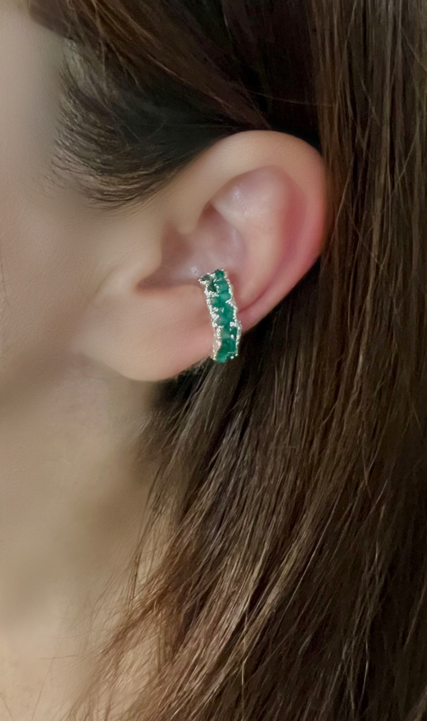 Retro Ear Cuff Emerald