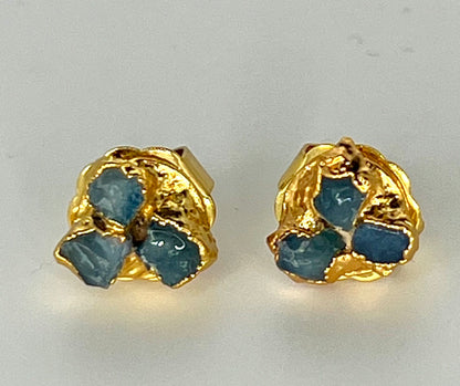Tres Stones Blue Topaz Studs