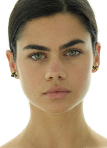 Tres Stones Blue Topaz Studs