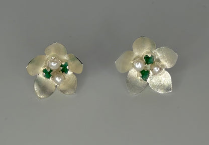 Flora Pearl and Emeralds Earrings