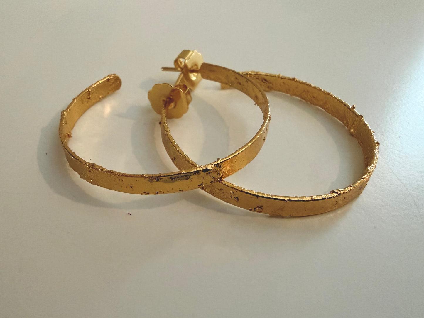 Gold plated textured Hoops