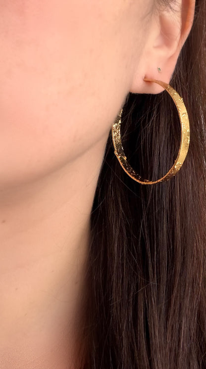 Gold plated textured Hoops